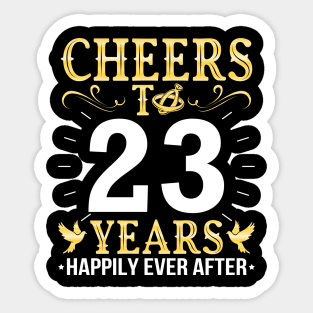 Cheers To 23 Years Happily Ever After Married Wedding Sticker